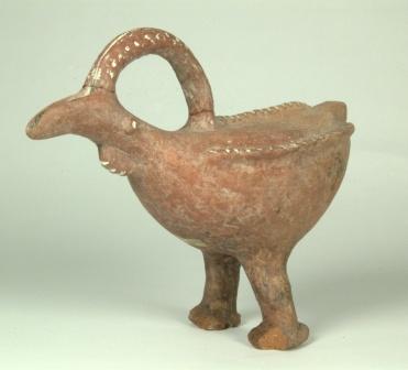 Bronze Age bird vessel in red polished/slip ware