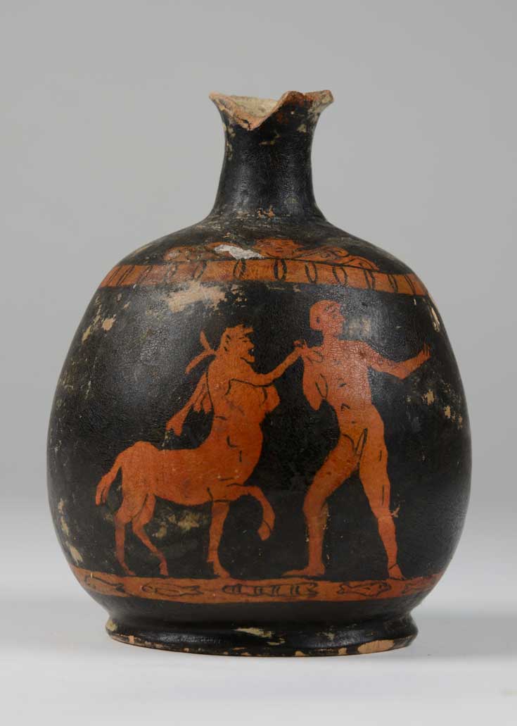 Greek red figure pottery vessel